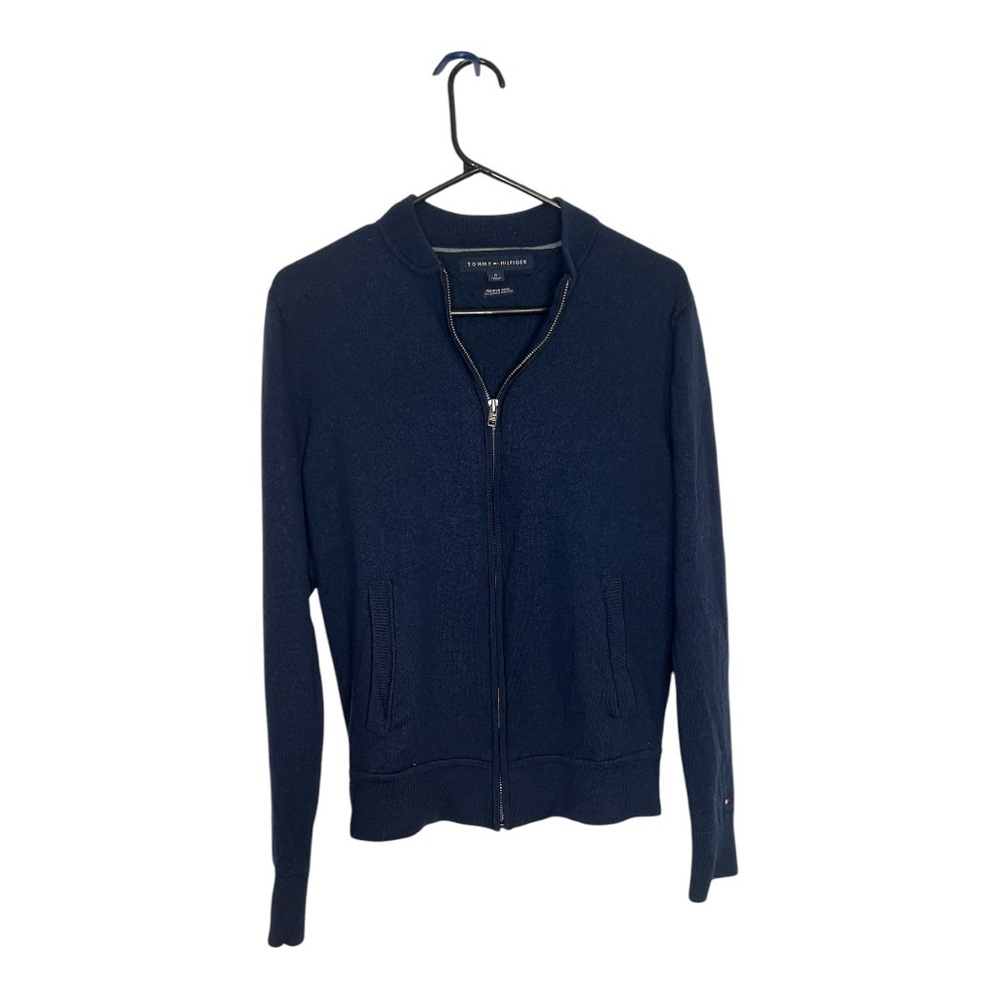 Navy Blue Zip-Up wool sweater